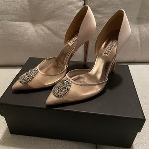Badgley Mischka Rylee Nude Satin Pumps